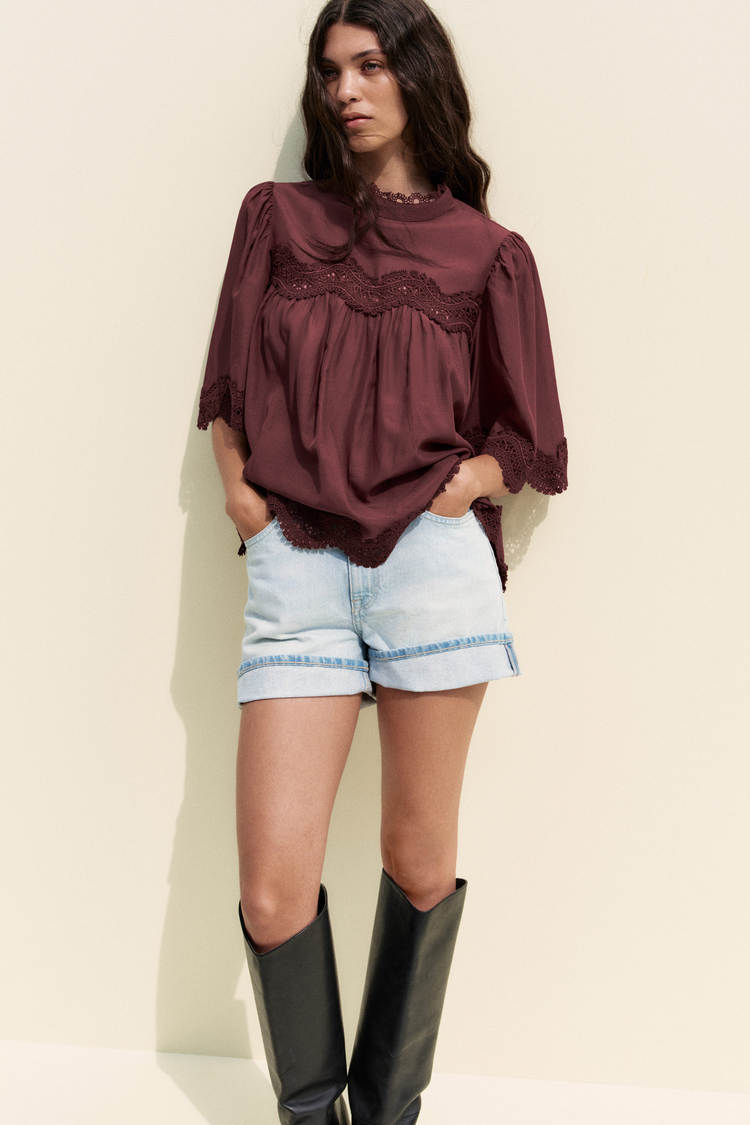 Lace-trimmed top