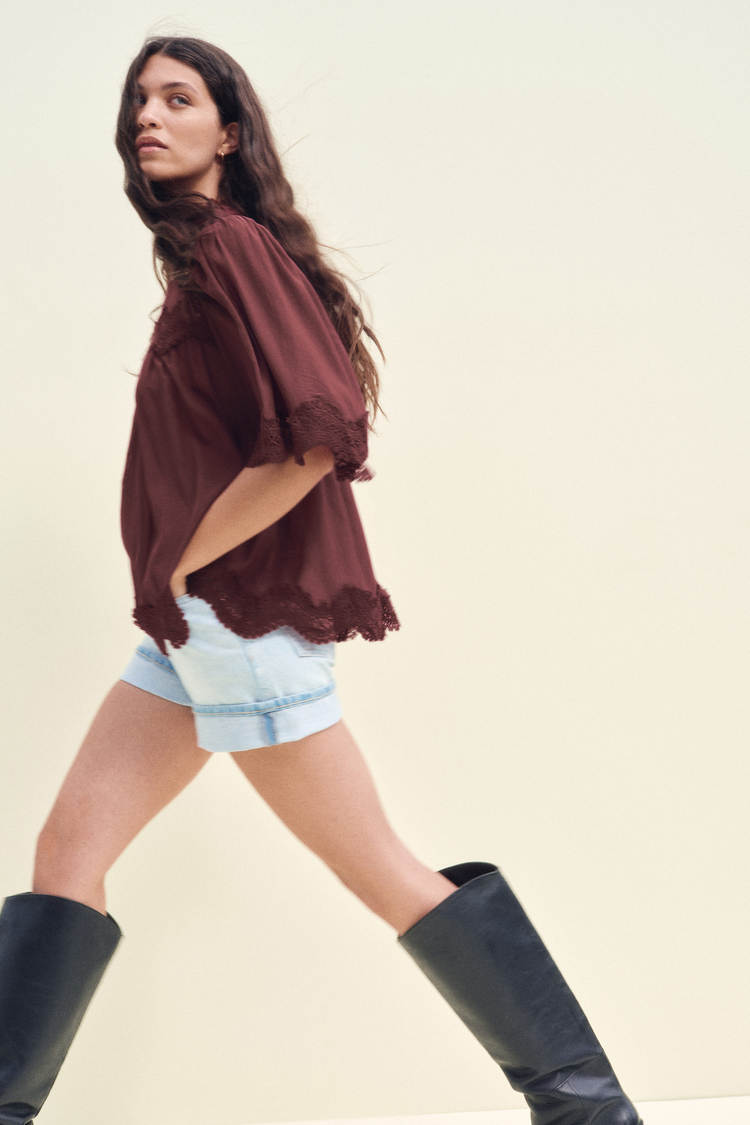 Lace-trimmed top